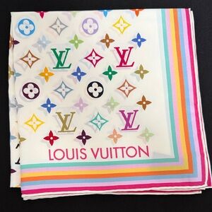 Louis Vuitton Colorful Logo Print 100% silk Scarf